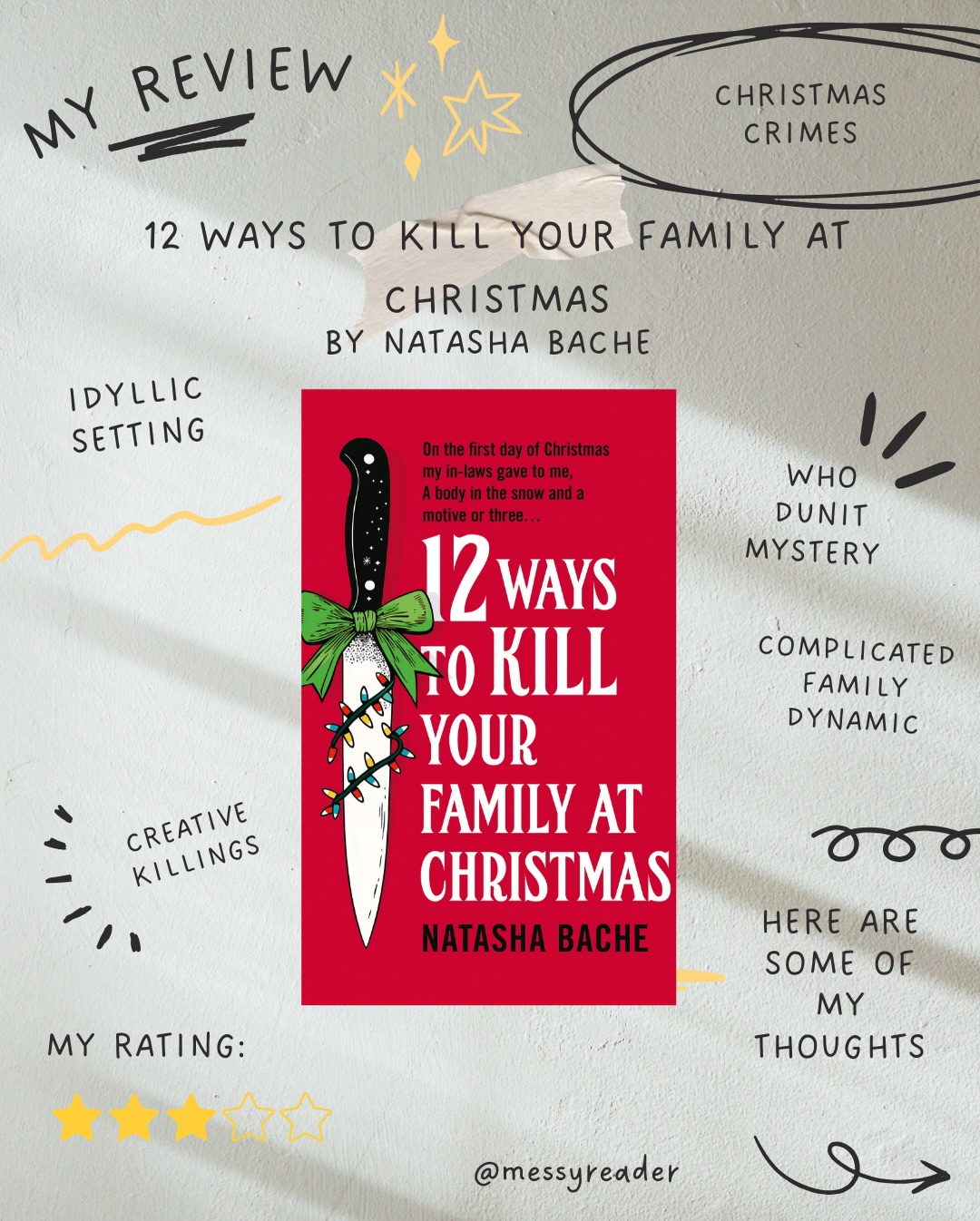 Review graphic for 12 Ways to Kill Your Family at Christmas