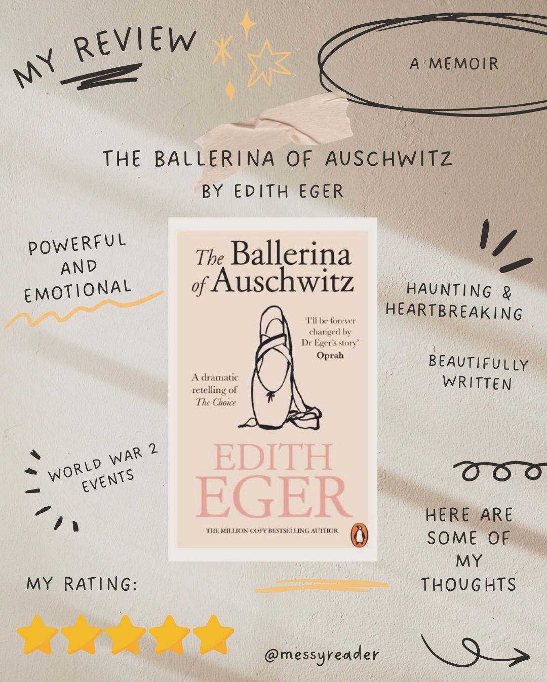 Review graphic for The Ballerina of Auschwitz
